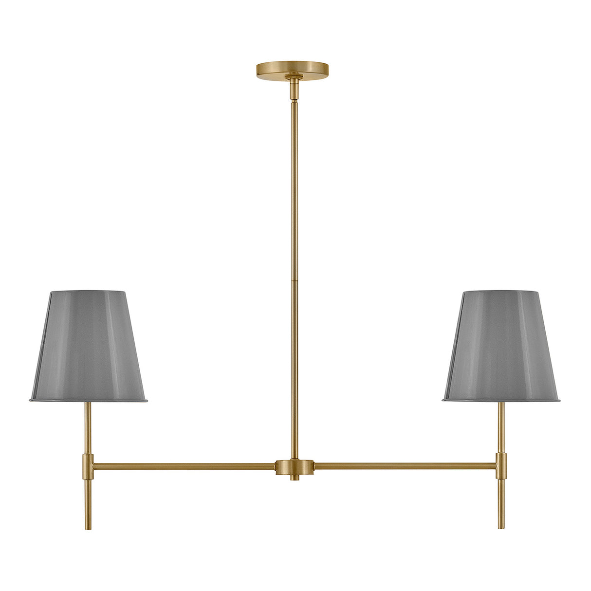 Weston 2 Light Linear Pendant 14", Gray and Satin Brass