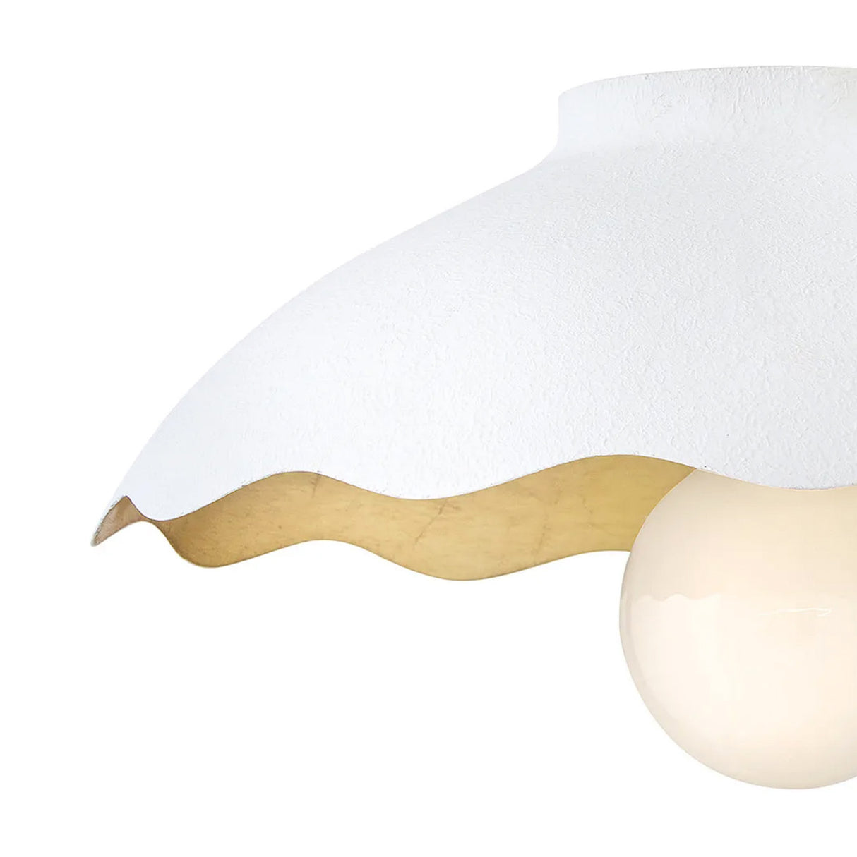 Posey Flush Mount 15", Textured White with Rustic Brass Accents