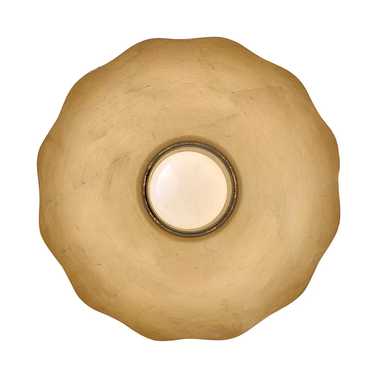 Posey Flush Mount 15", Textured White with Rustic Brass Accents