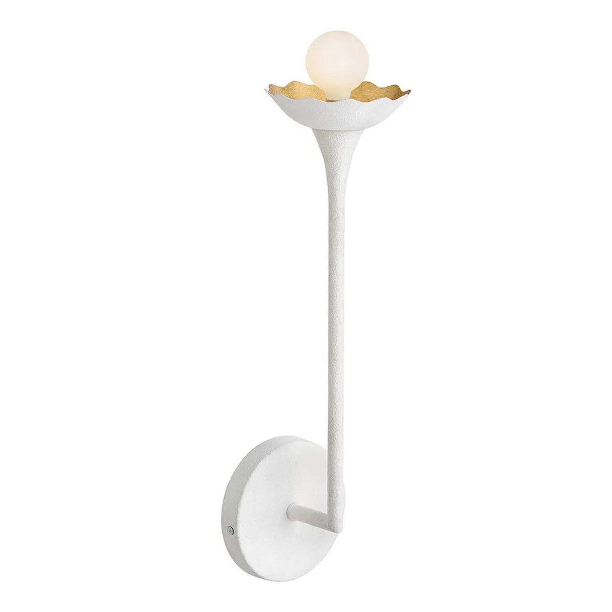 Posey Wall Sconce 16", Textured White with Rustic Brass Accents