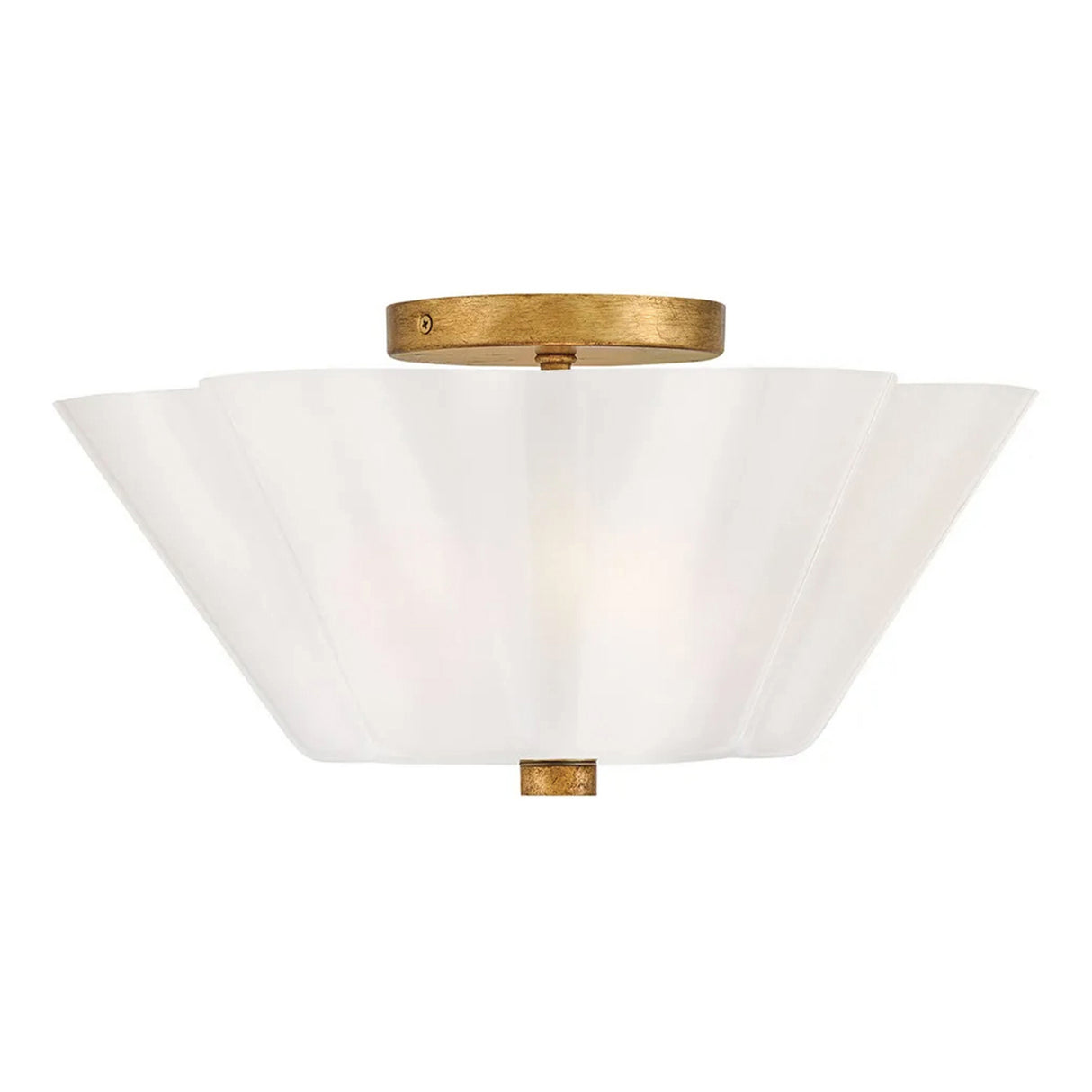 Connie Semi-Flush 15", Rustic Brass and Opal Glass