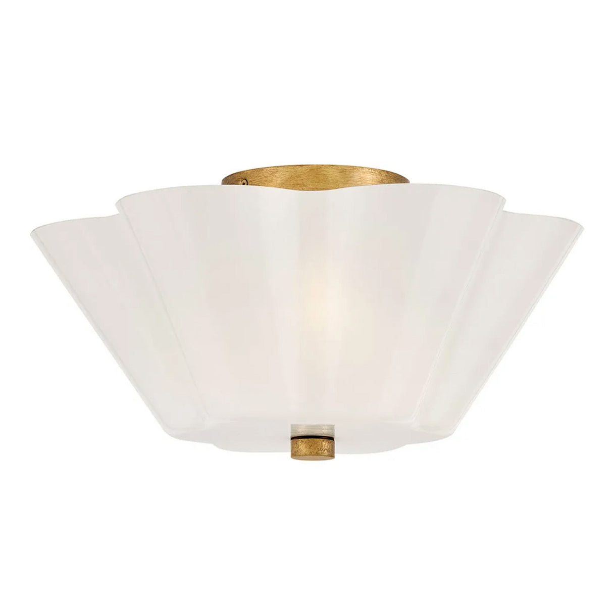 Connie Semi-Flush 15", Rustic Brass and Opal Glass