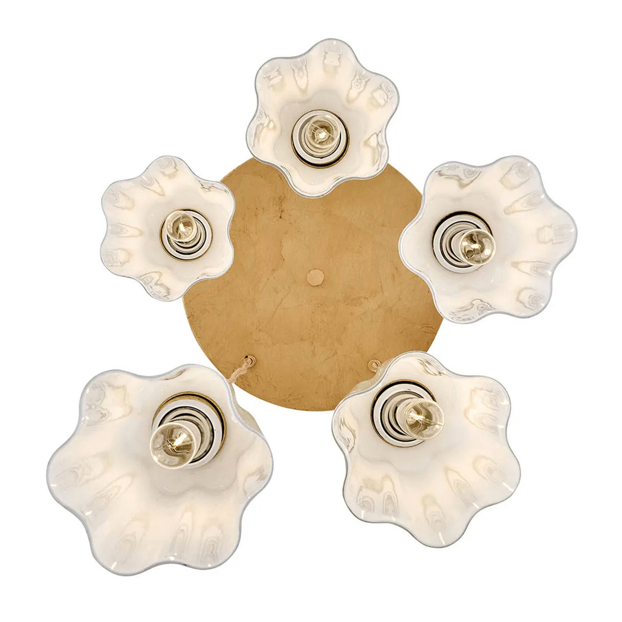 Connie 5 Light Pendant 16", Rustic Brass and Opal Glass