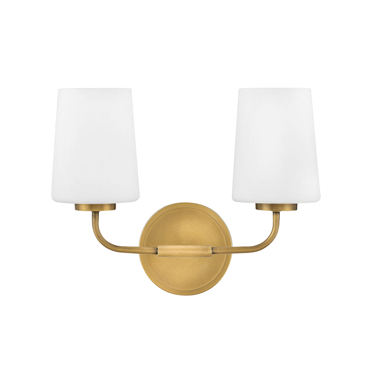 Wyatt 2 Light Vanity, Legacy Brass with Milk Glass