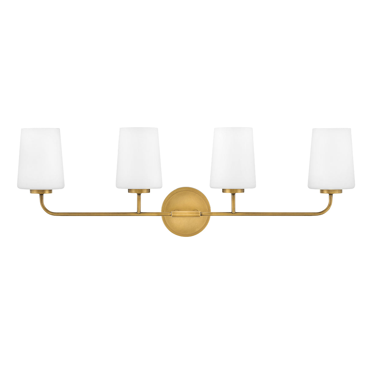 Wyatt 4 Light Vanity, Legacy Brass with Milk Glass