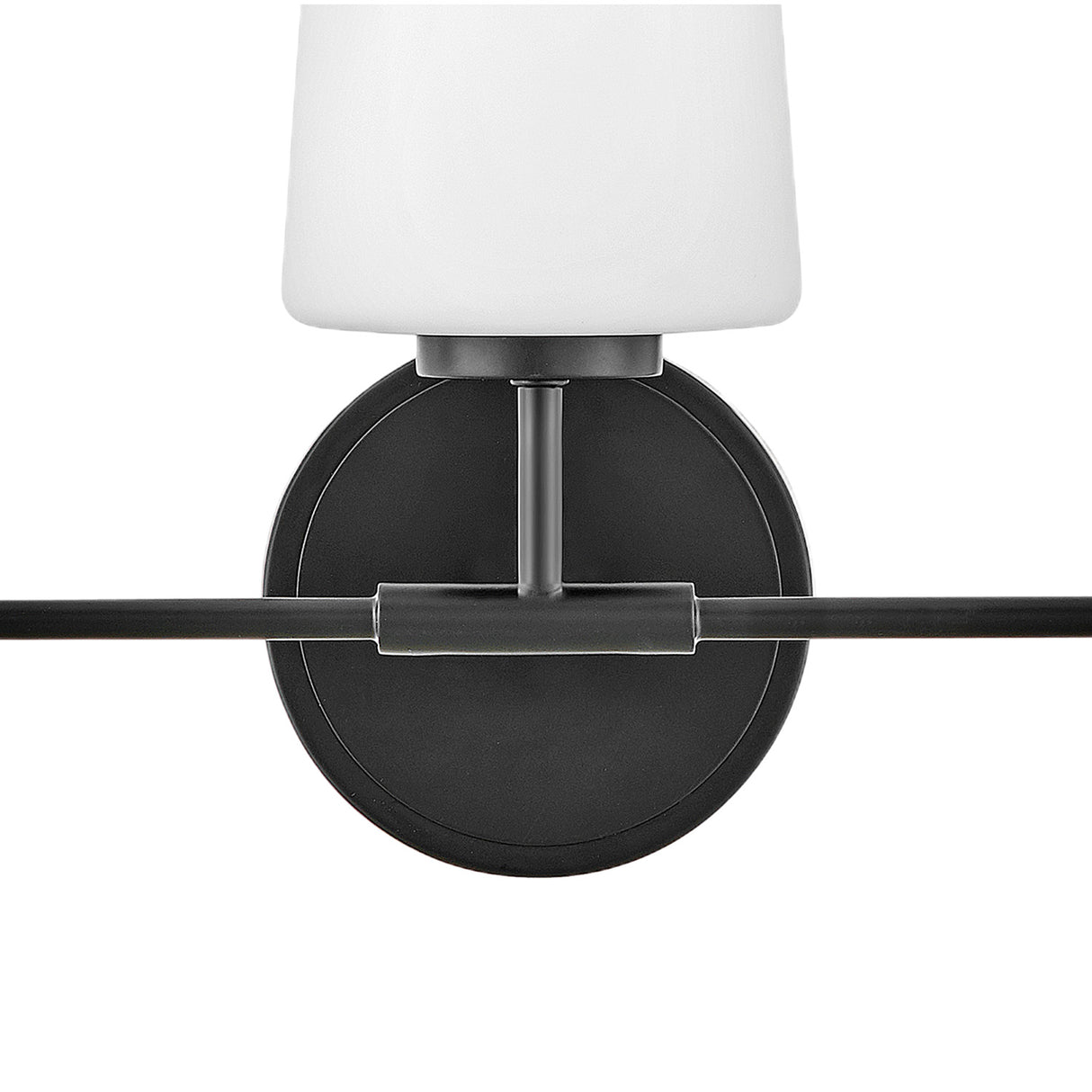 Wyatt 3 Light Vanity, Black with Milk Glass