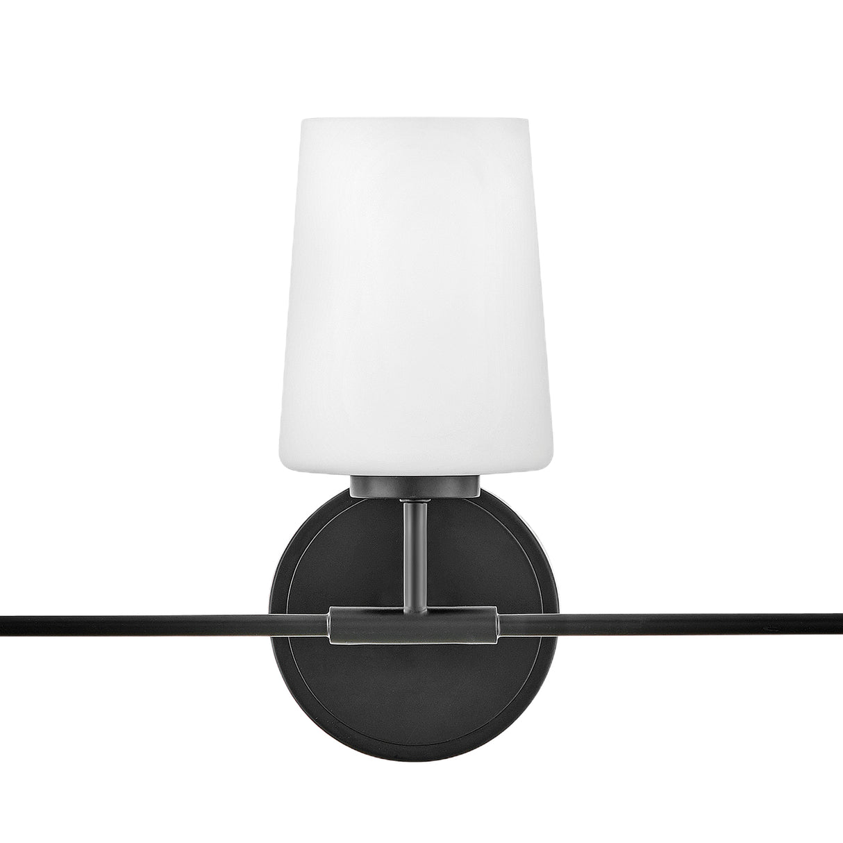 Wyatt 3 Light Vanity, Black with Milk Glass