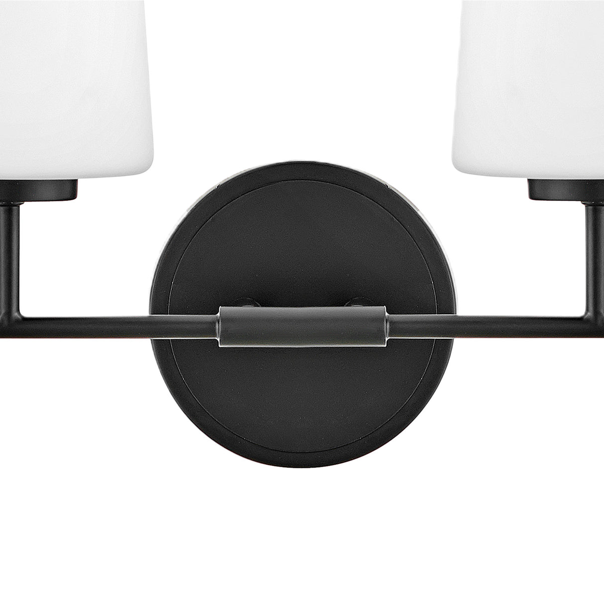 Wyatt 4 Light Vanity, Black with Milk Glass