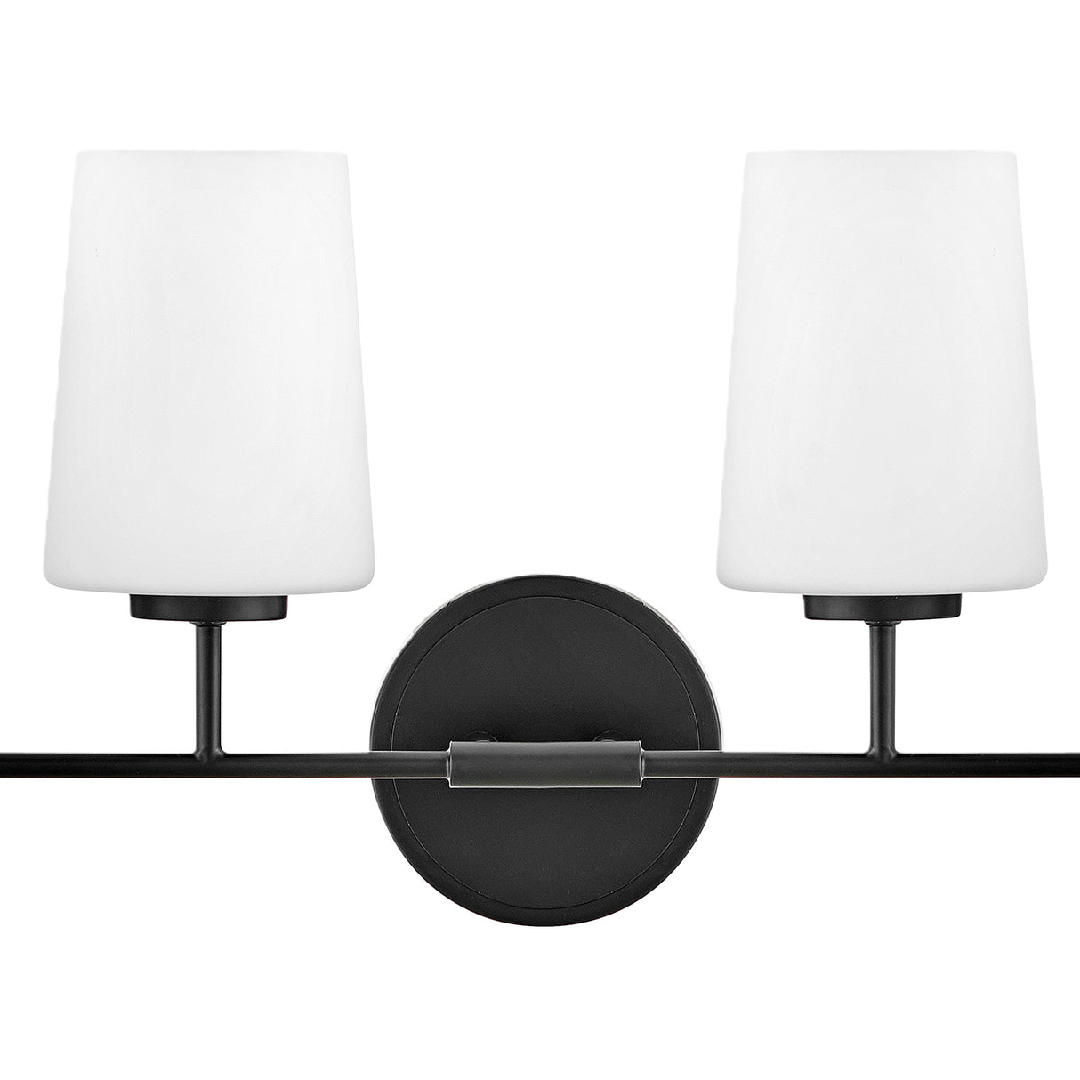 Wyatt 4 Light Vanity, Black with Milk Glass