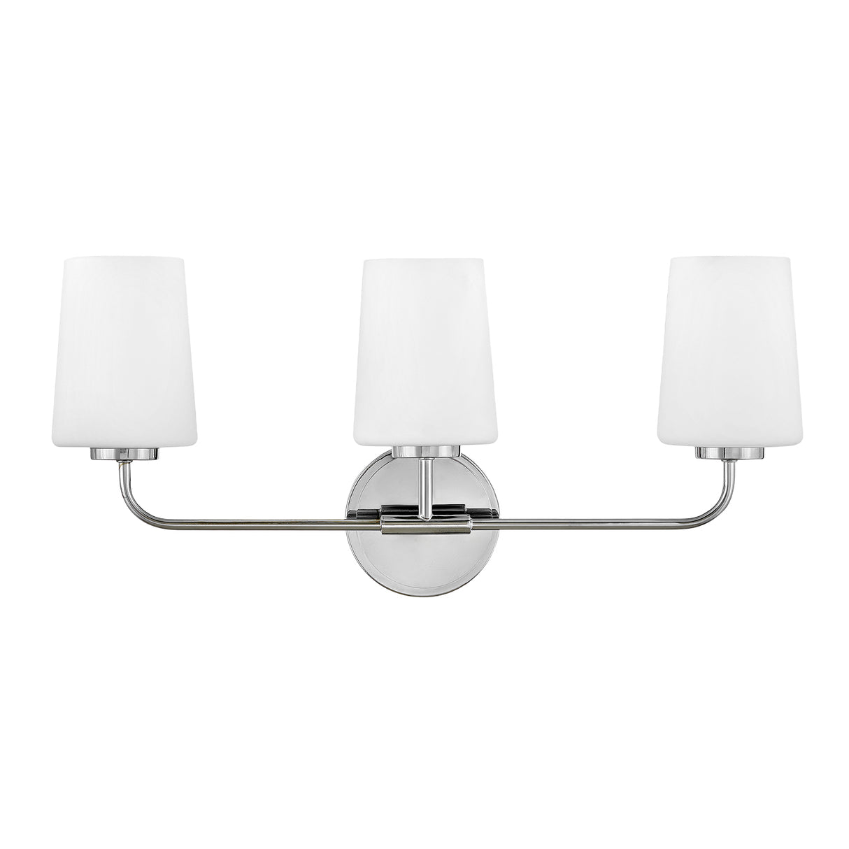 Wyatt 3 Light Vanity, Chrome with Milk Glass