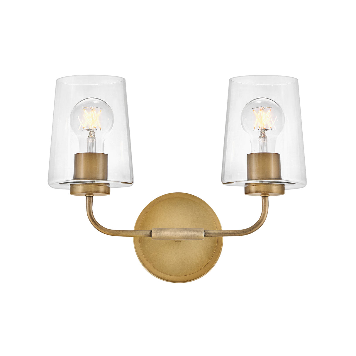 Wyatt 2 Light Vanity, Legacy Brass with Clear Glass