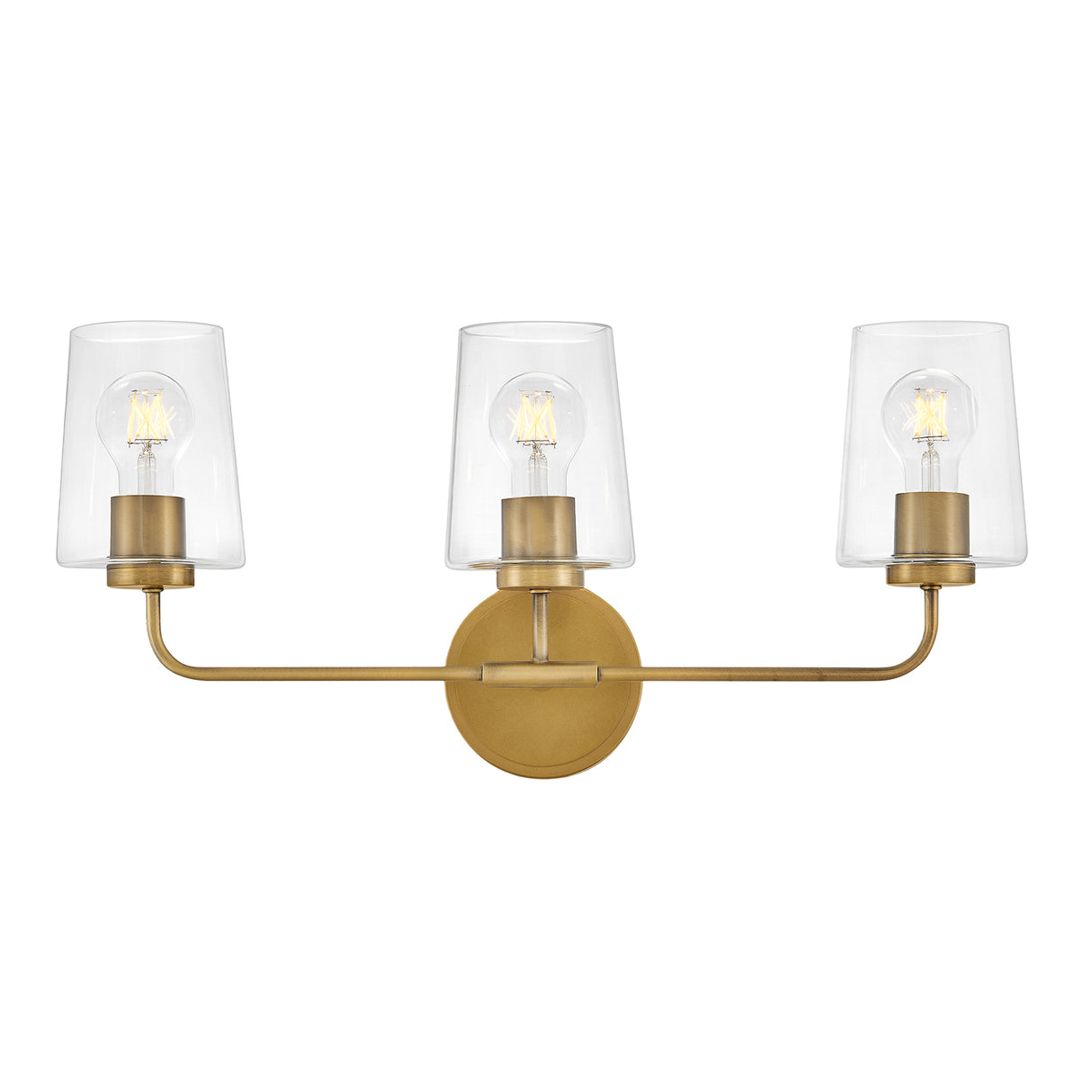 Wyatt 3 Light Vanity, Legacy Brass with Clear Glass