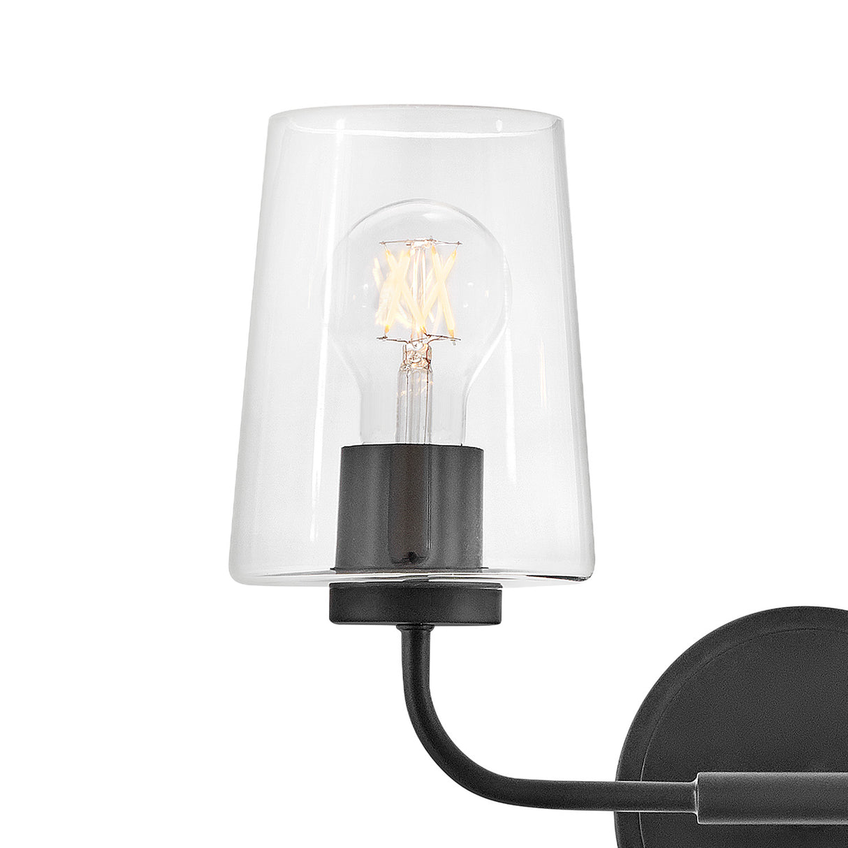 Wyatt 2 Light Vanity, Black with Clear Glass