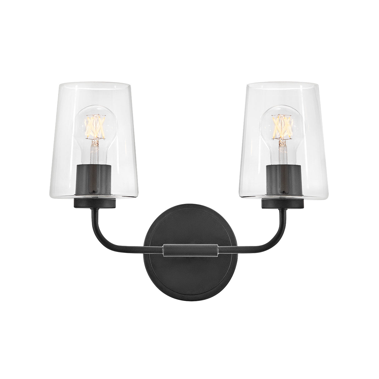 Wyatt 2 Light Vanity, Black with Clear Glass