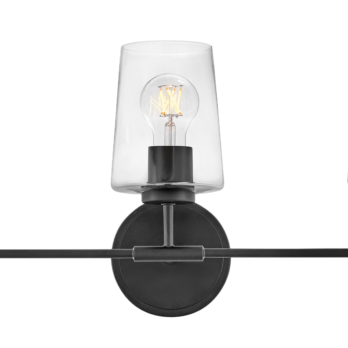 Wyatt 3 Light Vanity, Black with Clear Glass