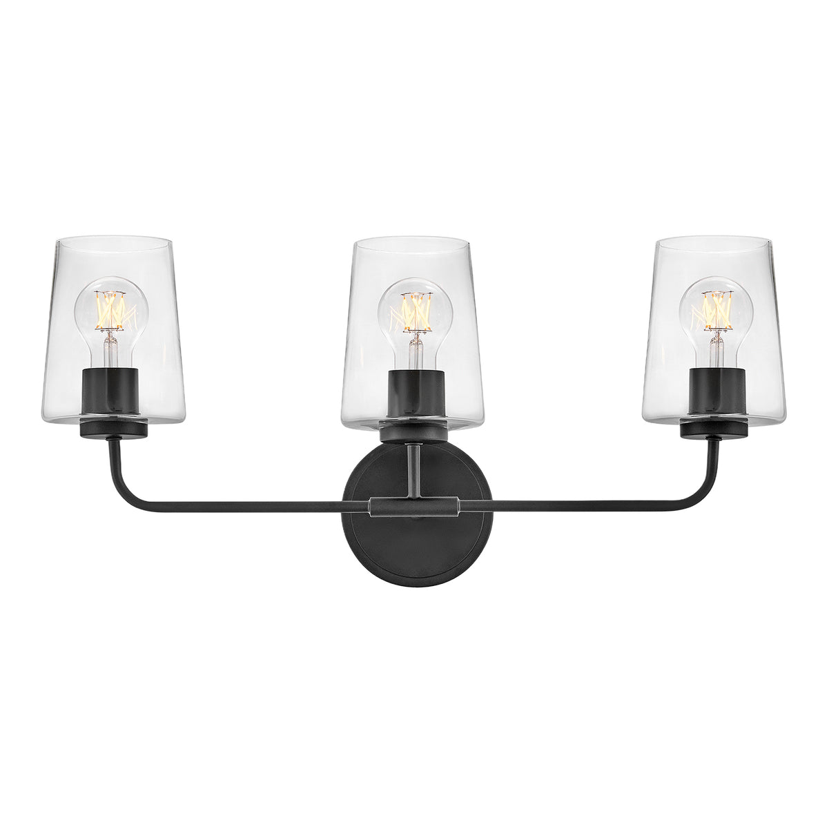 Wyatt 3 Light Vanity, Black with Clear Glass