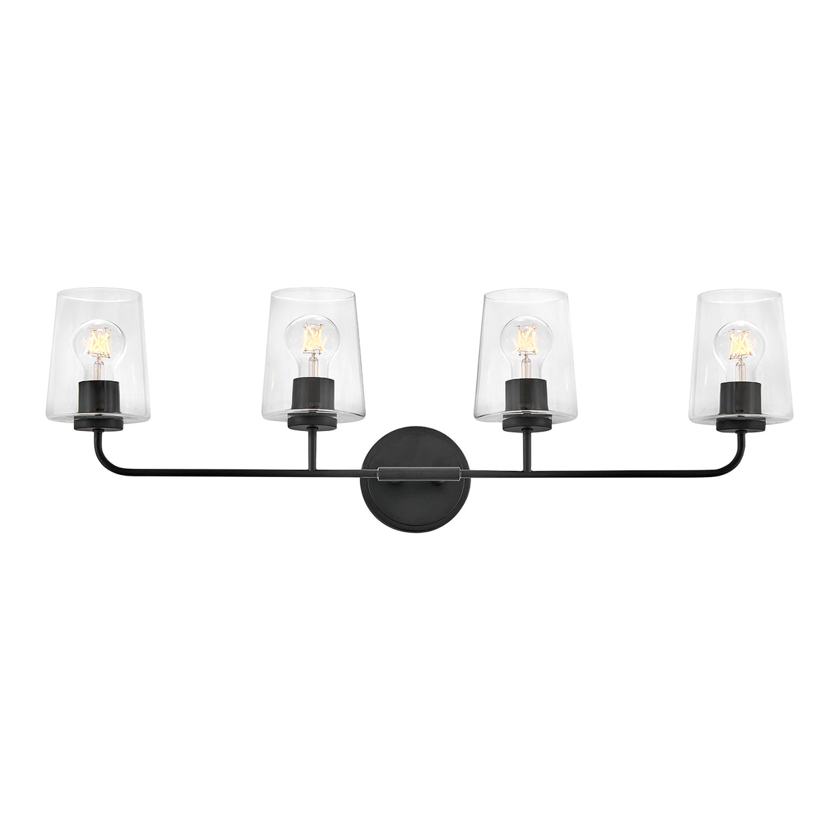 Wyatt 4 Light Vanity, Black with Clear Glass