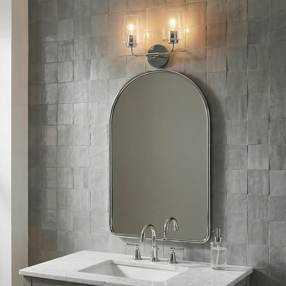 Wyatt 2 Light Vanity, Chrome with Clear Glass