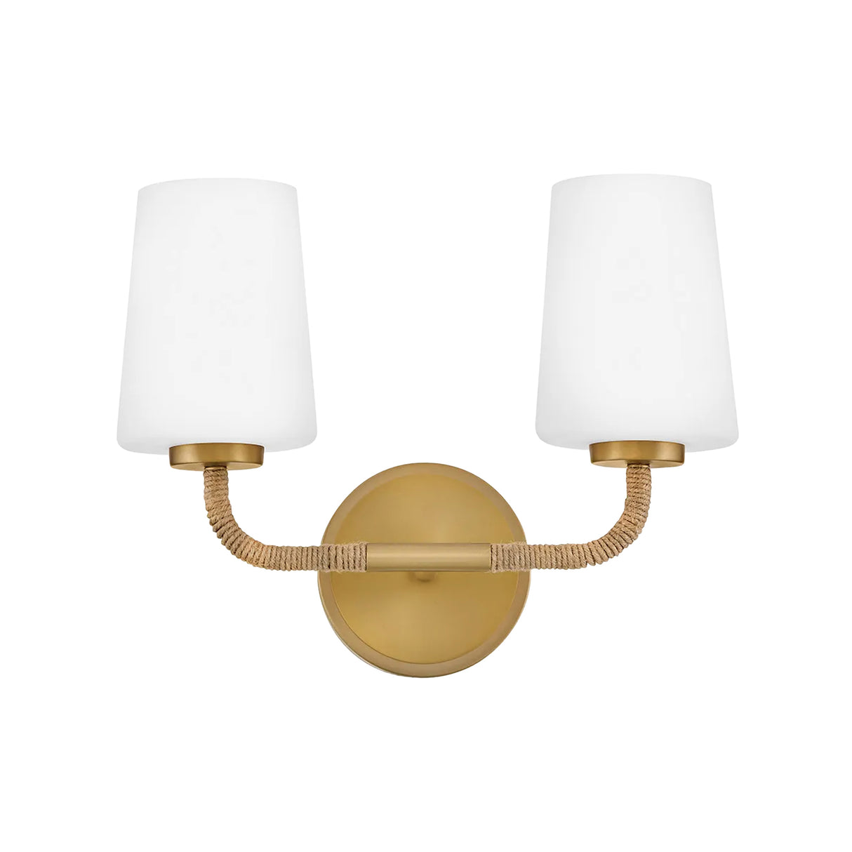 Wyatt 2 Light Vanity, Satin Brass with Natural Rope