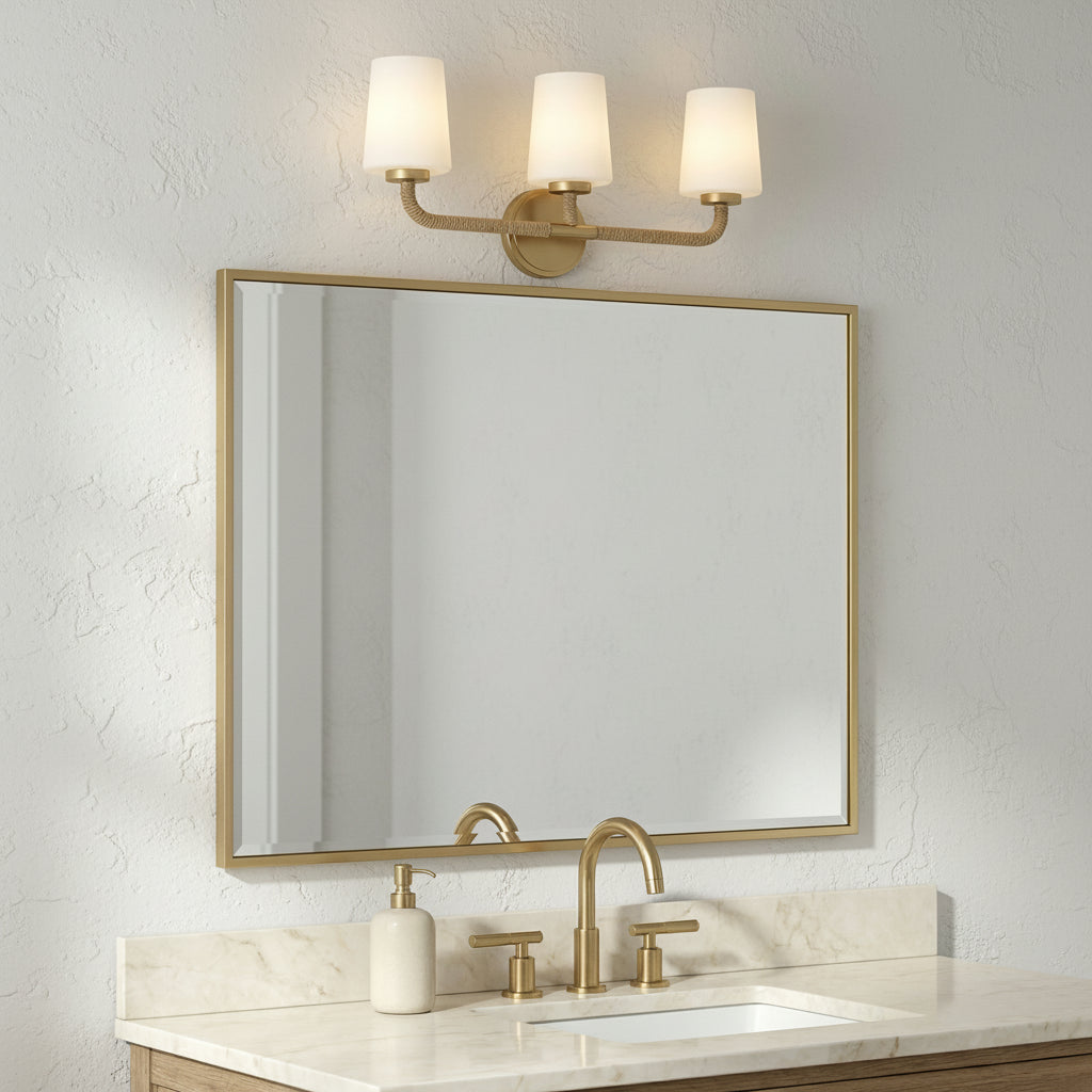 Wyatt 3 Light Vanity for Transitional home with White Textured Walls
