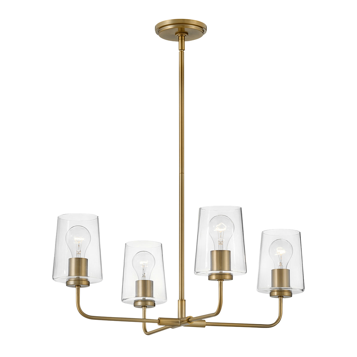 Wyatt 4 Light Chandelier 25", Satin Brass with Clear Glass