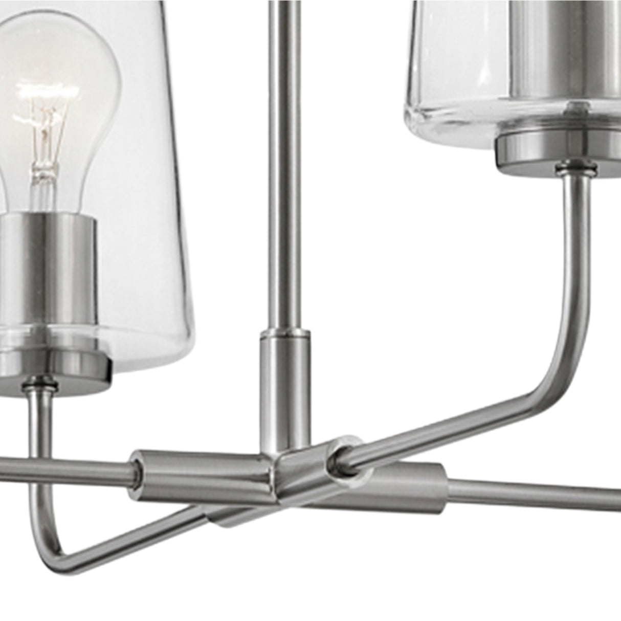 Wyatt 4 Light Chandelier 25", Brushed Nickel with Clear Glass