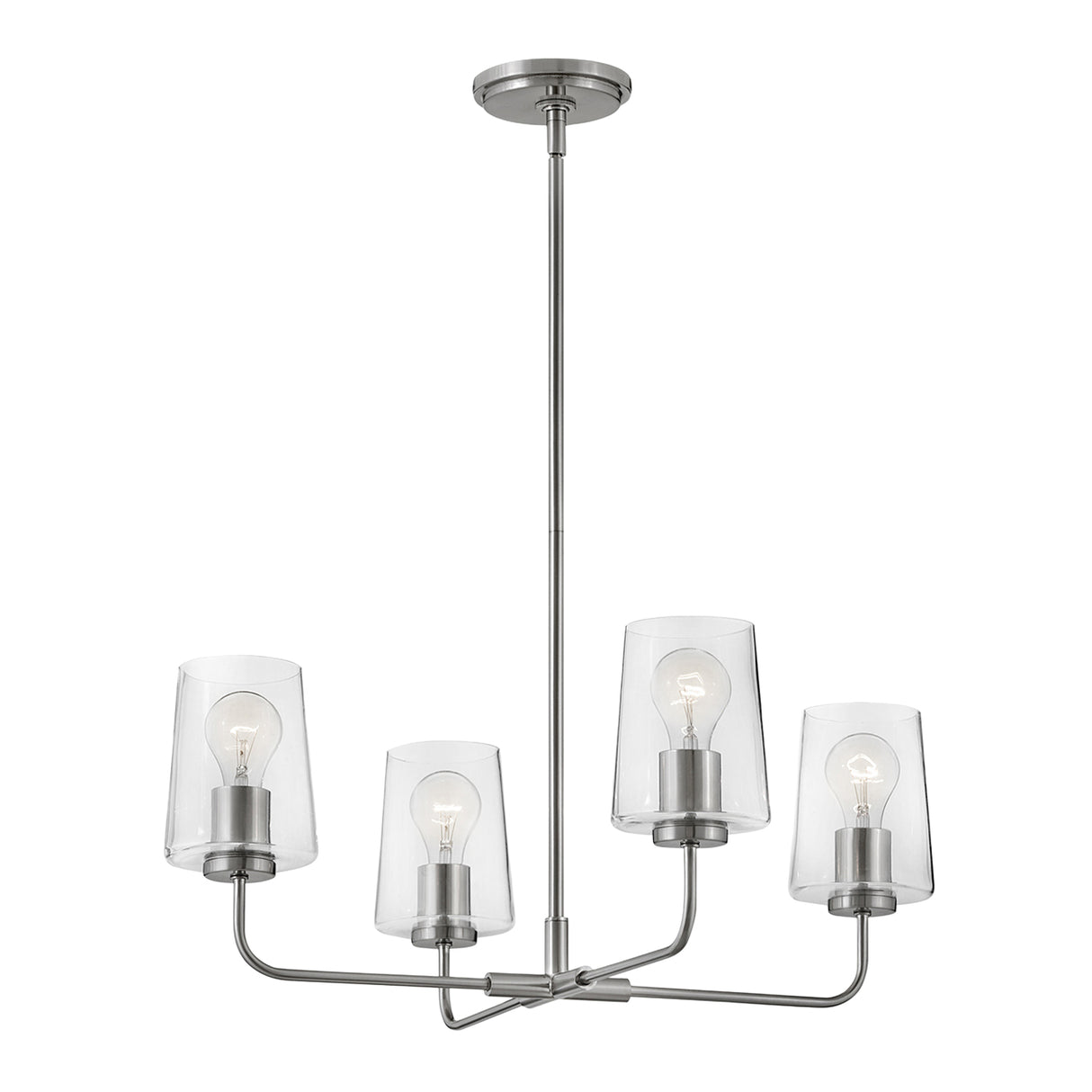 Wyatt 4 Light Chandelier 25", Brushed Nickel with Clear Glass
