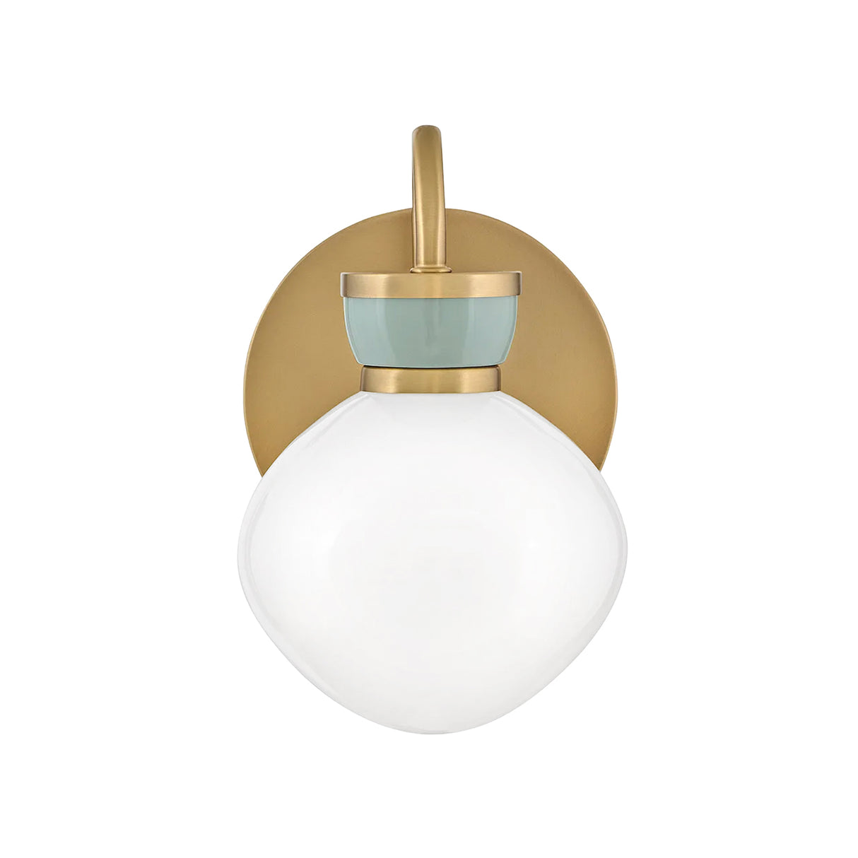 Piper Wall Sconce 9", Satin Brass and Aquaverde