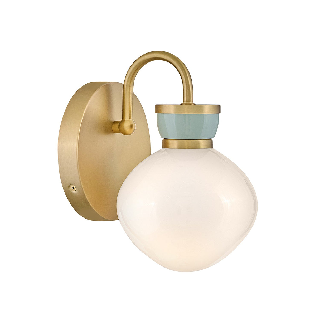 Piper Wall Sconce 9", Satin Brass and Aquaverde