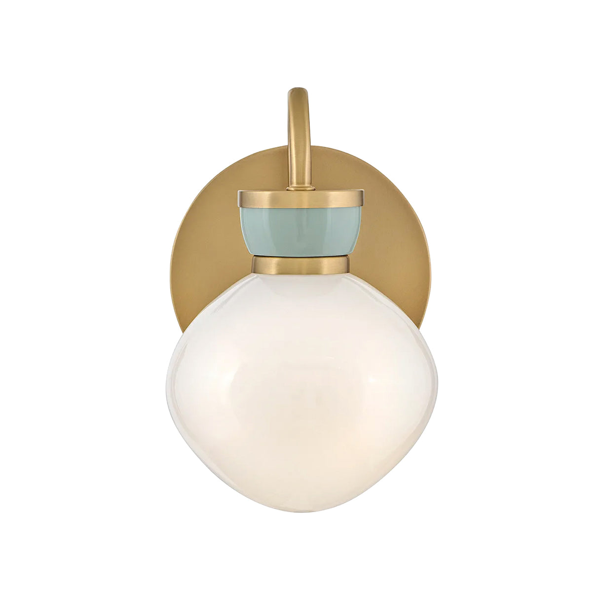 Piper Wall Sconce 9", Satin Brass and Aquaverde