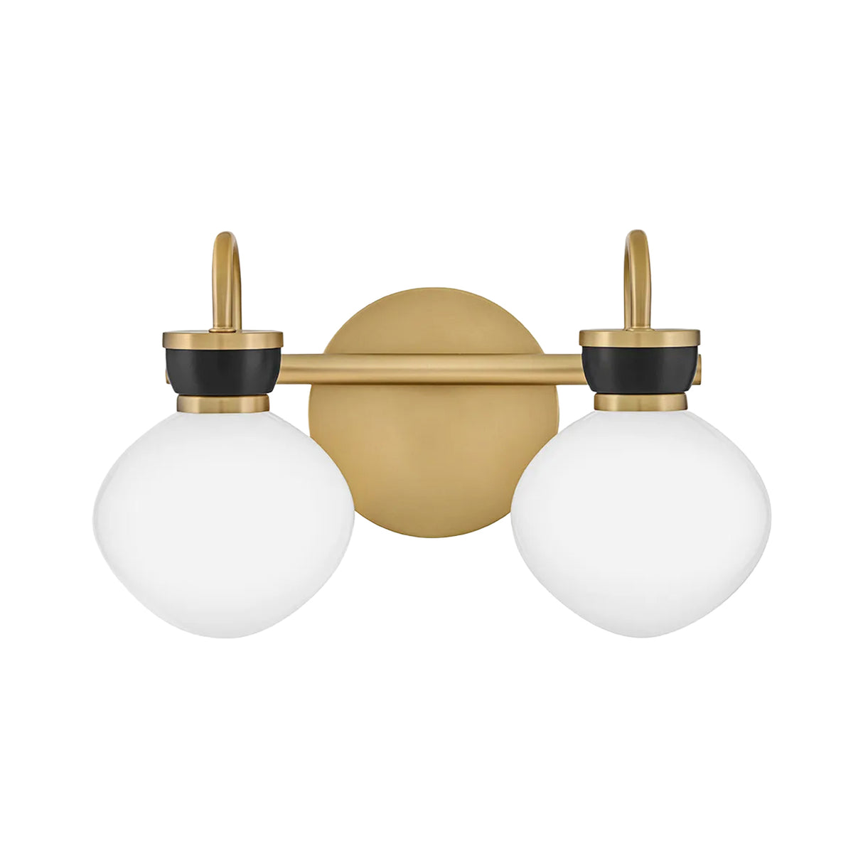 Piper 2 Light Vanity, Satin Brass and Black