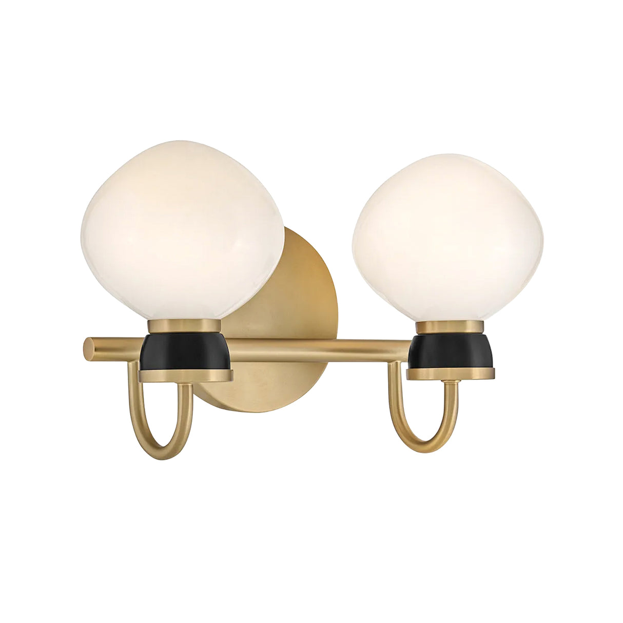 Piper 2 Light Vanity, Satin Brass and Black