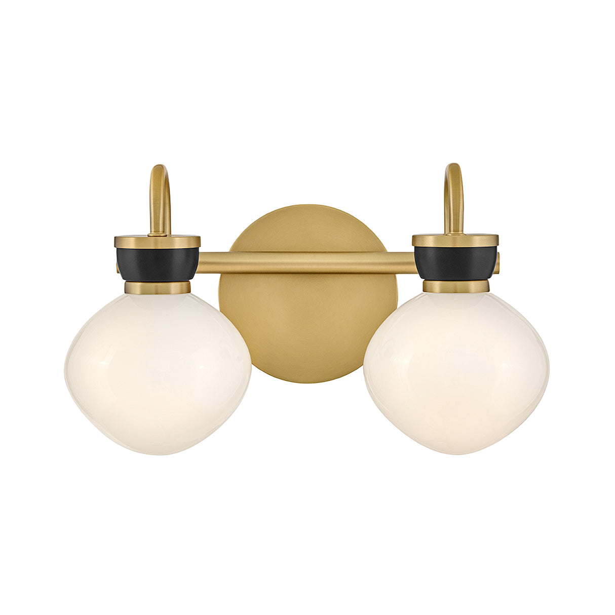 Piper 2 Light Vanity, Satin Brass and Black