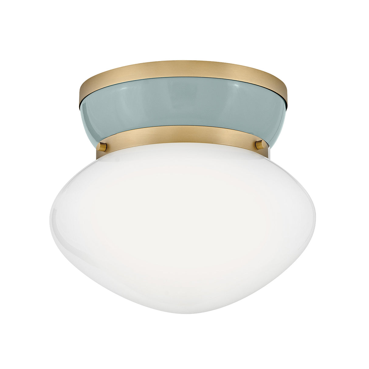 Piper Flush Mount 12", Satin Brass and Aquaverde