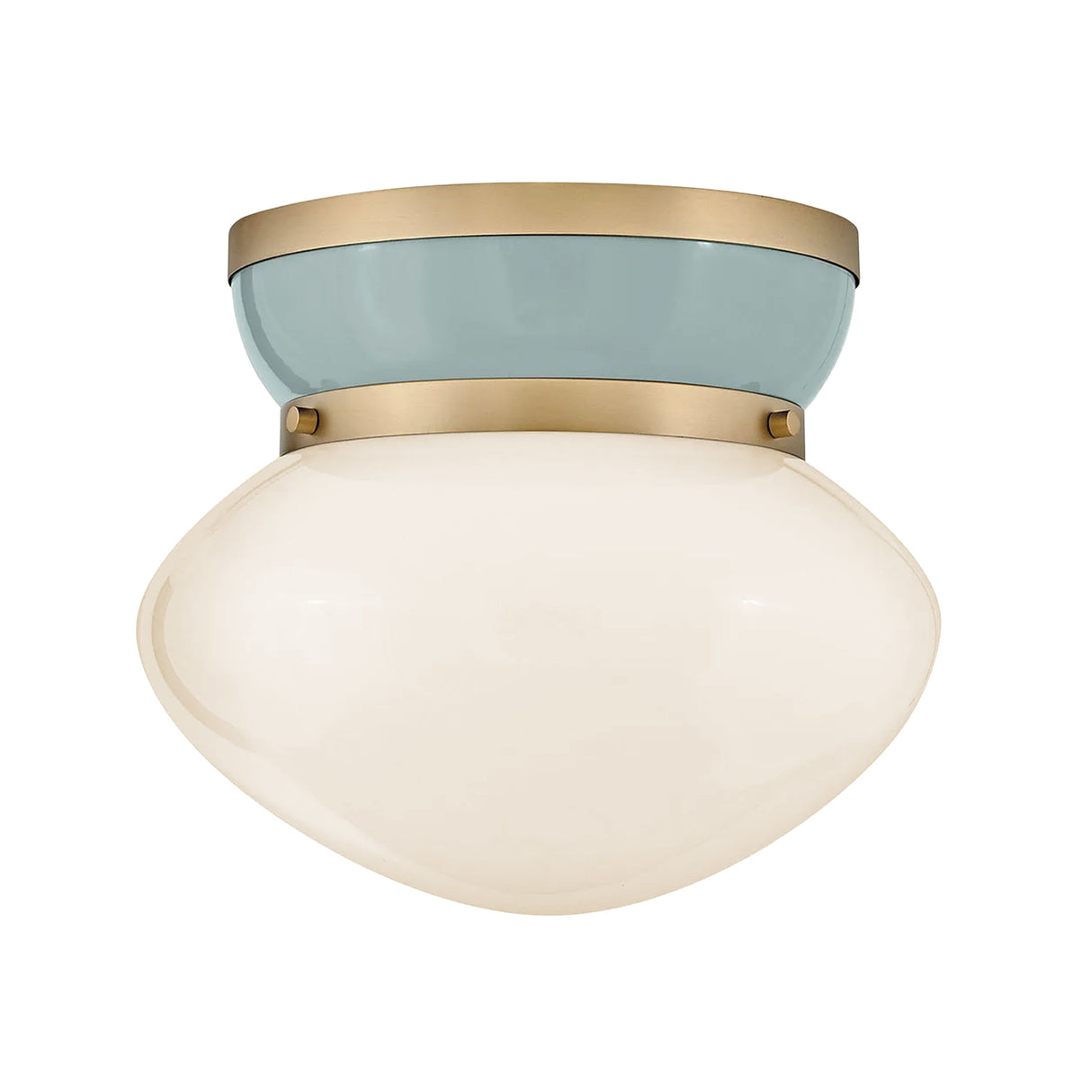 Piper Flush Mount 12", Satin Brass and Aquaverde