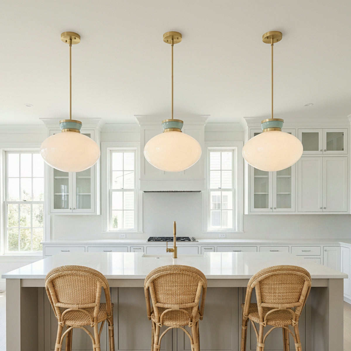 Piper Medium Pendant 15" for Coastal home with White Siding