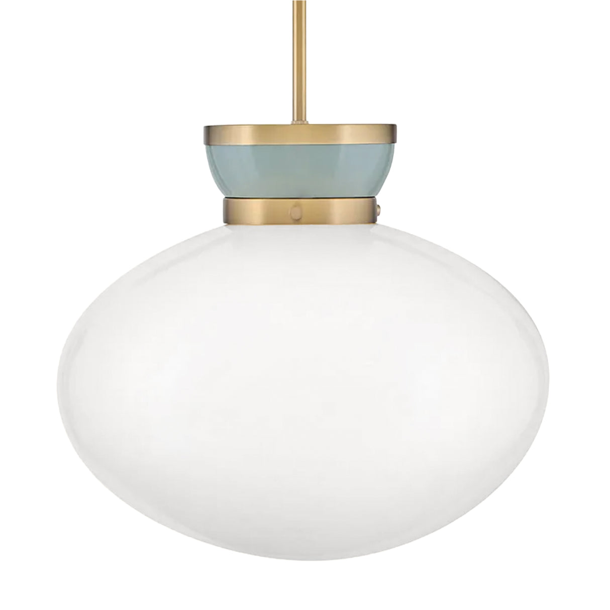 Piper Medium Pendant 15", Satin Brass and Aquaverde