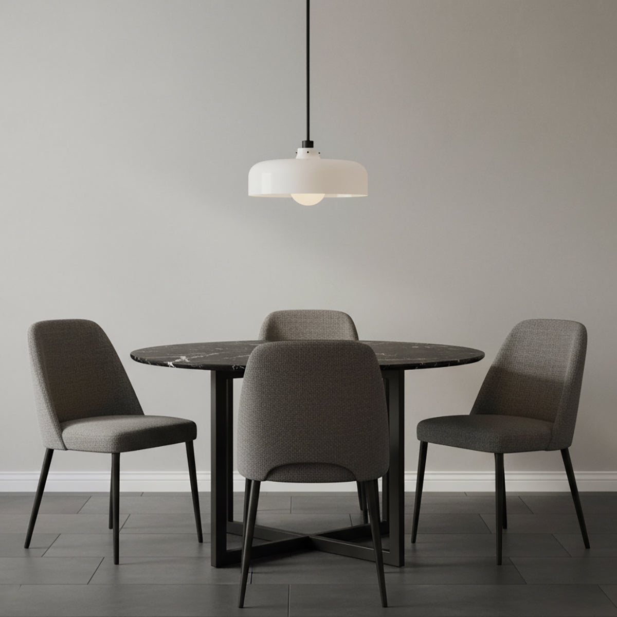 Alder Pendant 15, Black with Milk Glass for Modern home with Gray Walls
