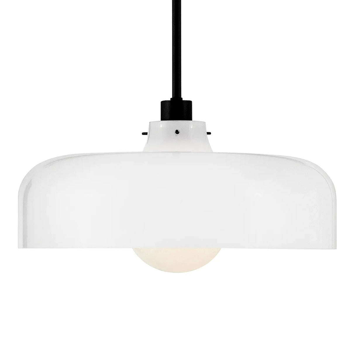 Alder Pendant 15", Black with Milk Glass