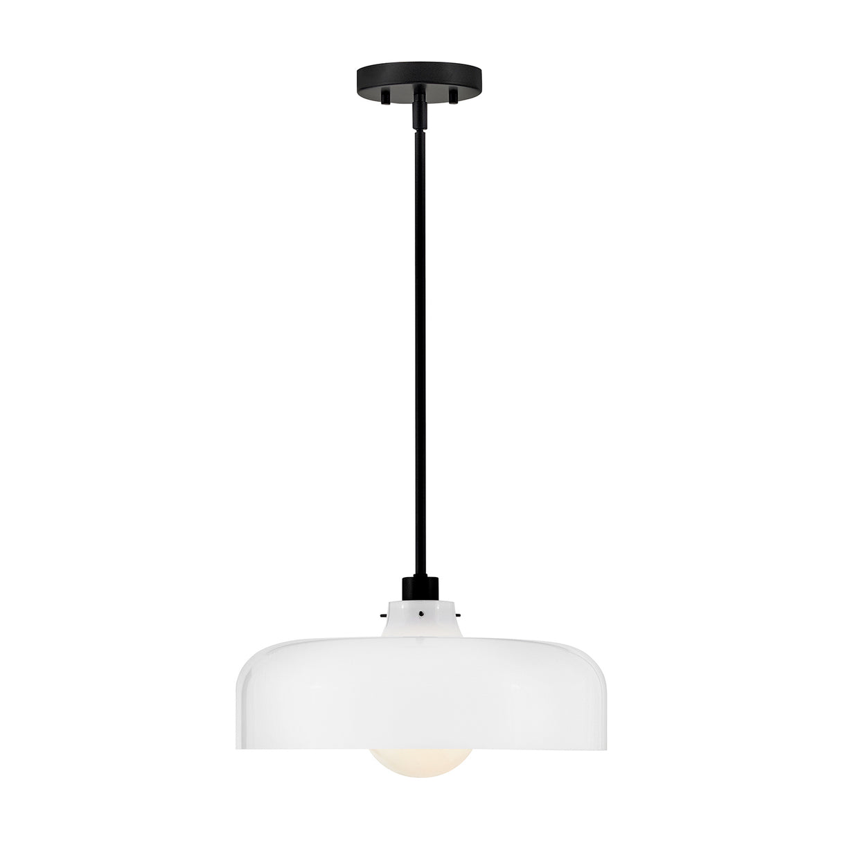 Alder Pendant 15", Black with Milk Glass