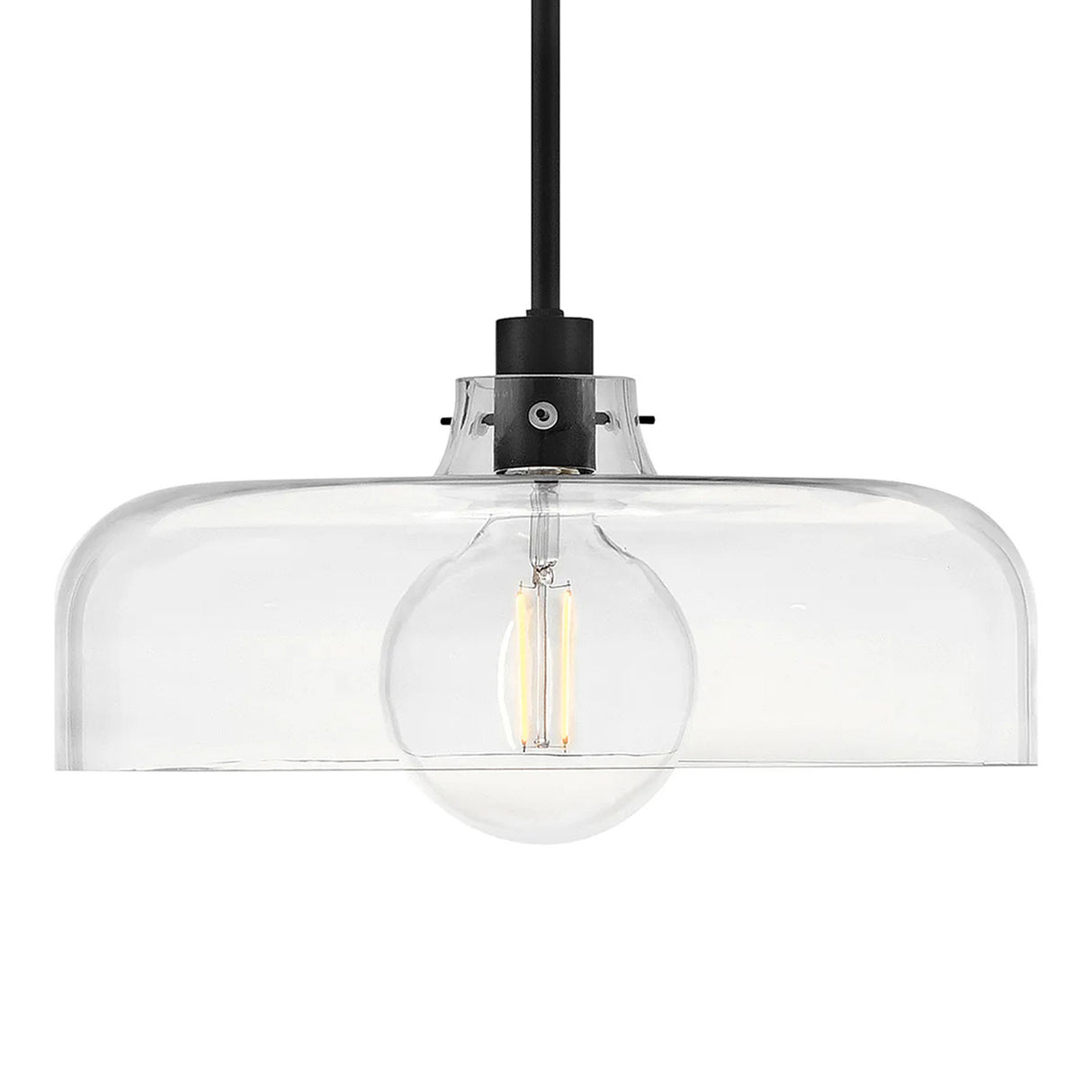 Alder Pendant 15", Black with Clear Glass