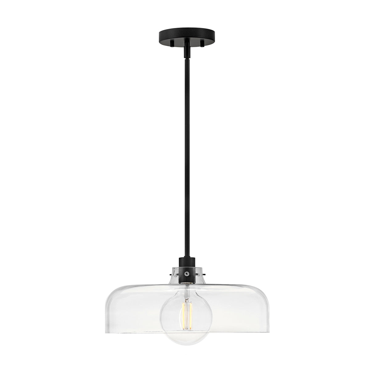 Alder Pendant 15", Black with Clear Glass