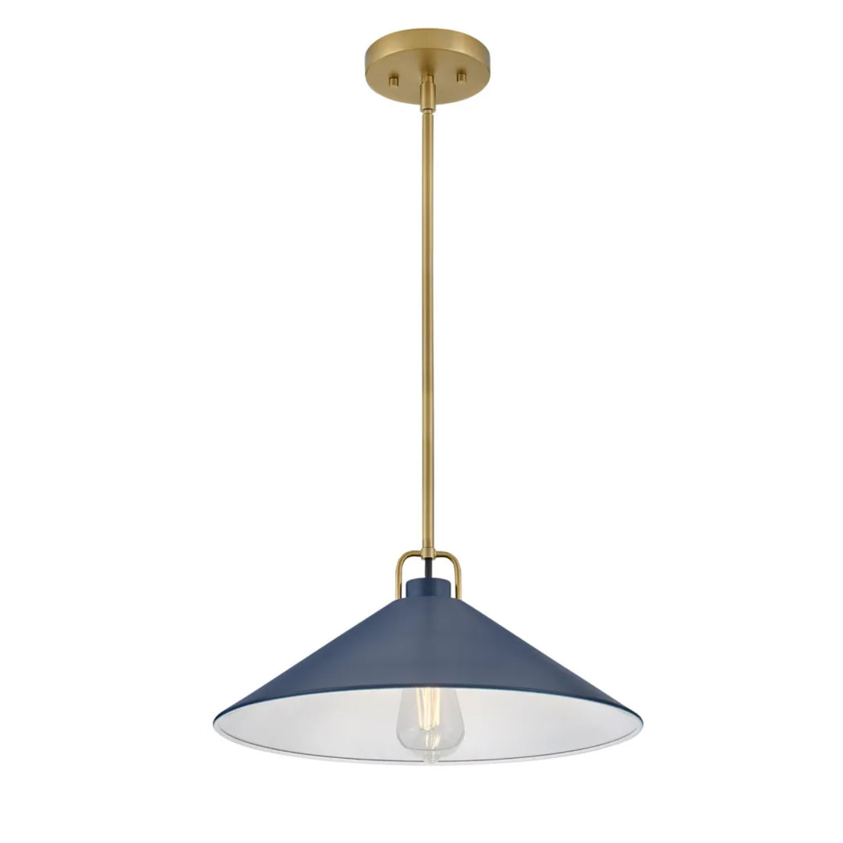 Nyra Pendant 16", Satin Brass and Navy