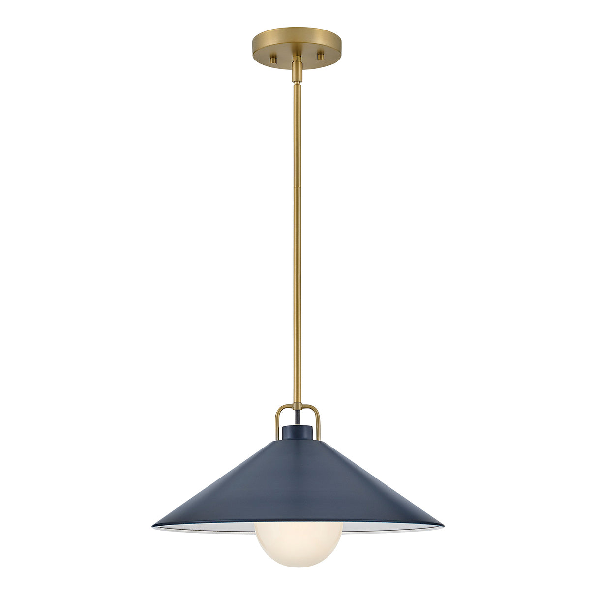 Nyra Pendant 16", Satin Brass and Navy