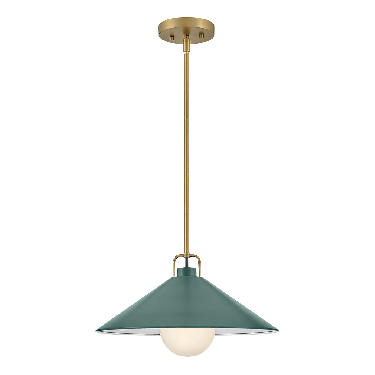 Nyra Pendant 16", Satin Brass and Eucalyptus Green