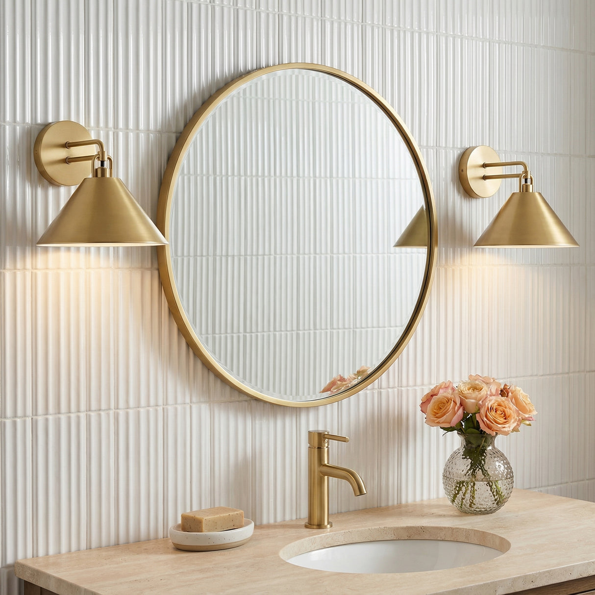 Nyra Wall Sconce 9" for Modern home with White Tile