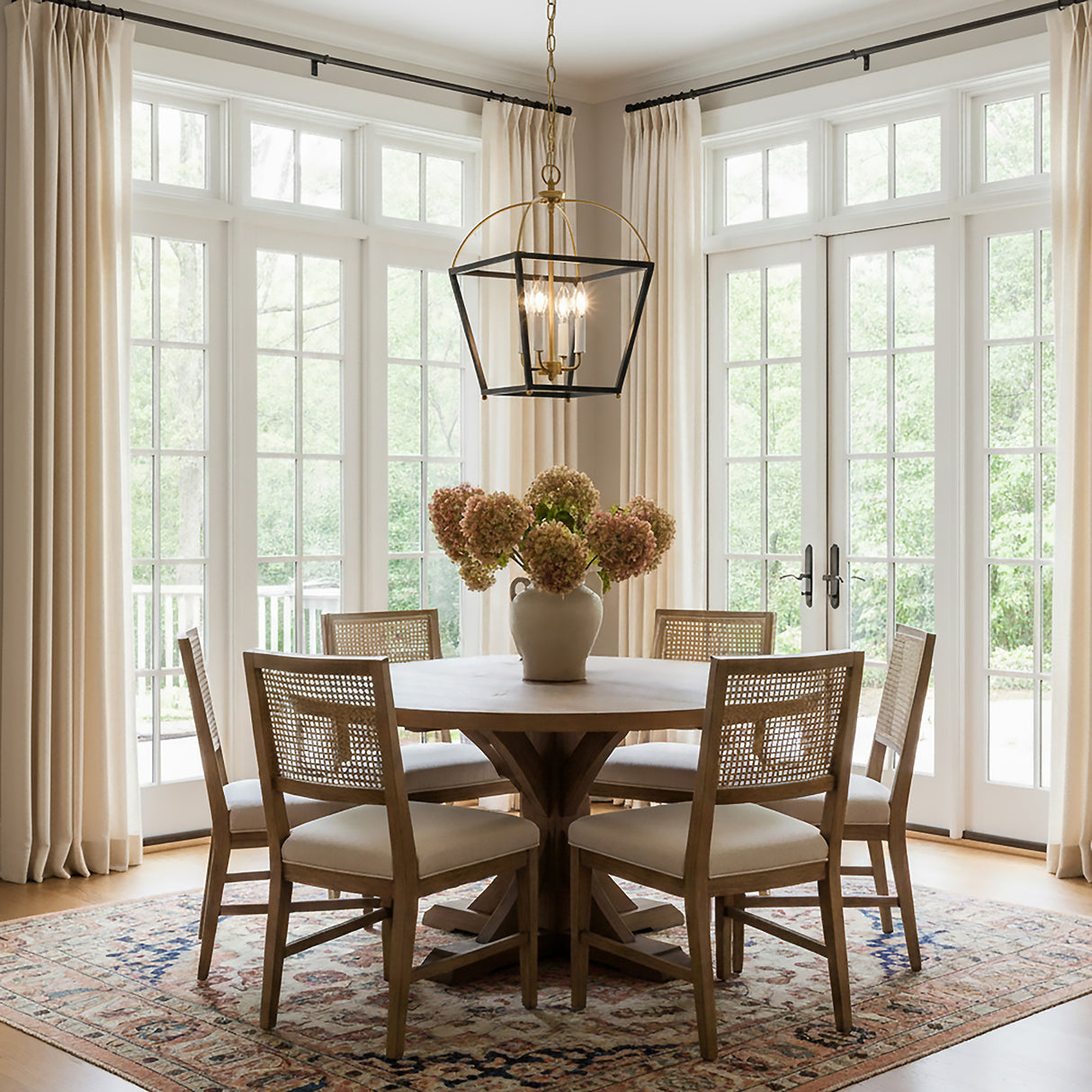 Langford Medium Lantern Pendant 12", Black and Satin Brass for Modern Farmhouse home with Neutral Siding