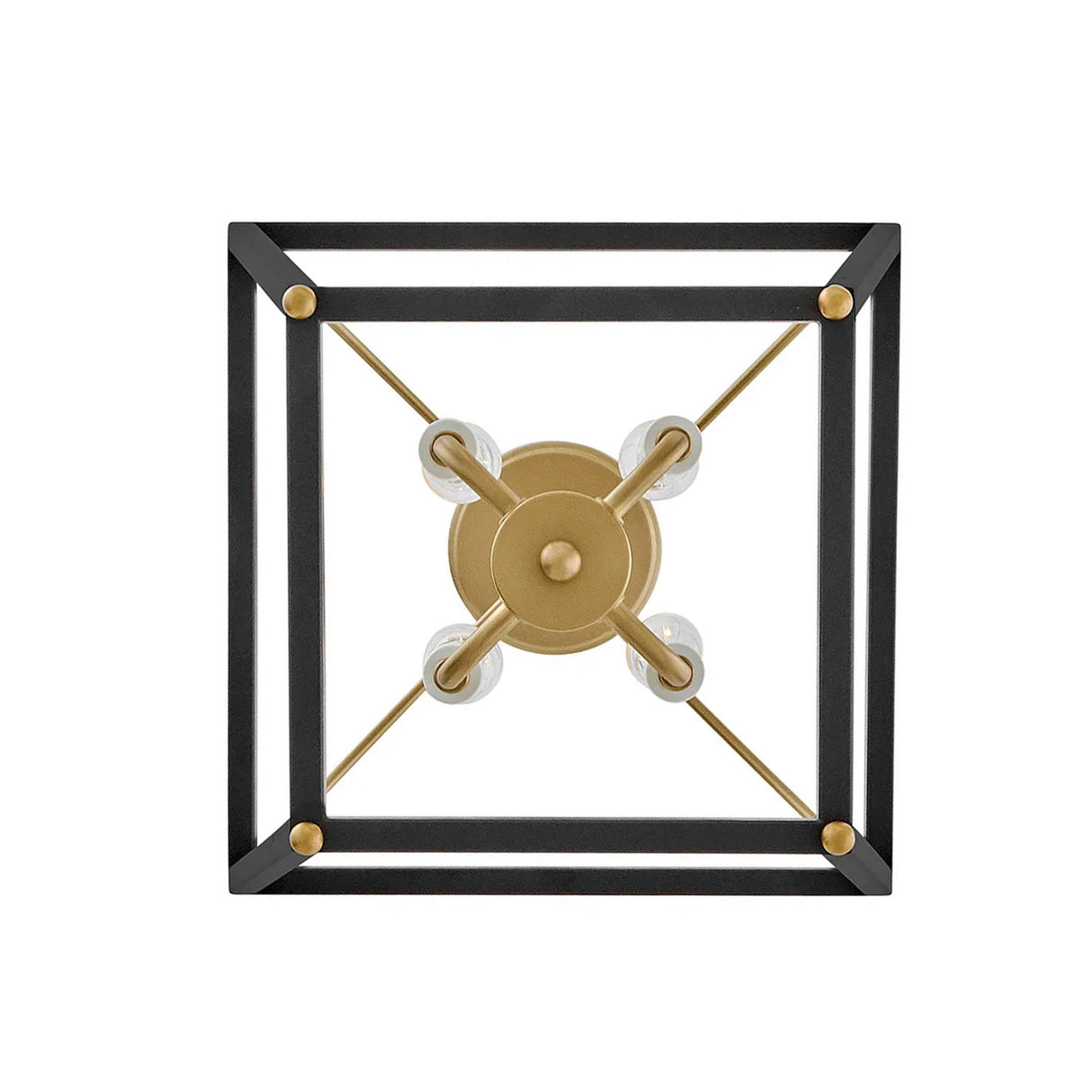 Langford Medium Lantern Pendant 12", Black and Satin Brass