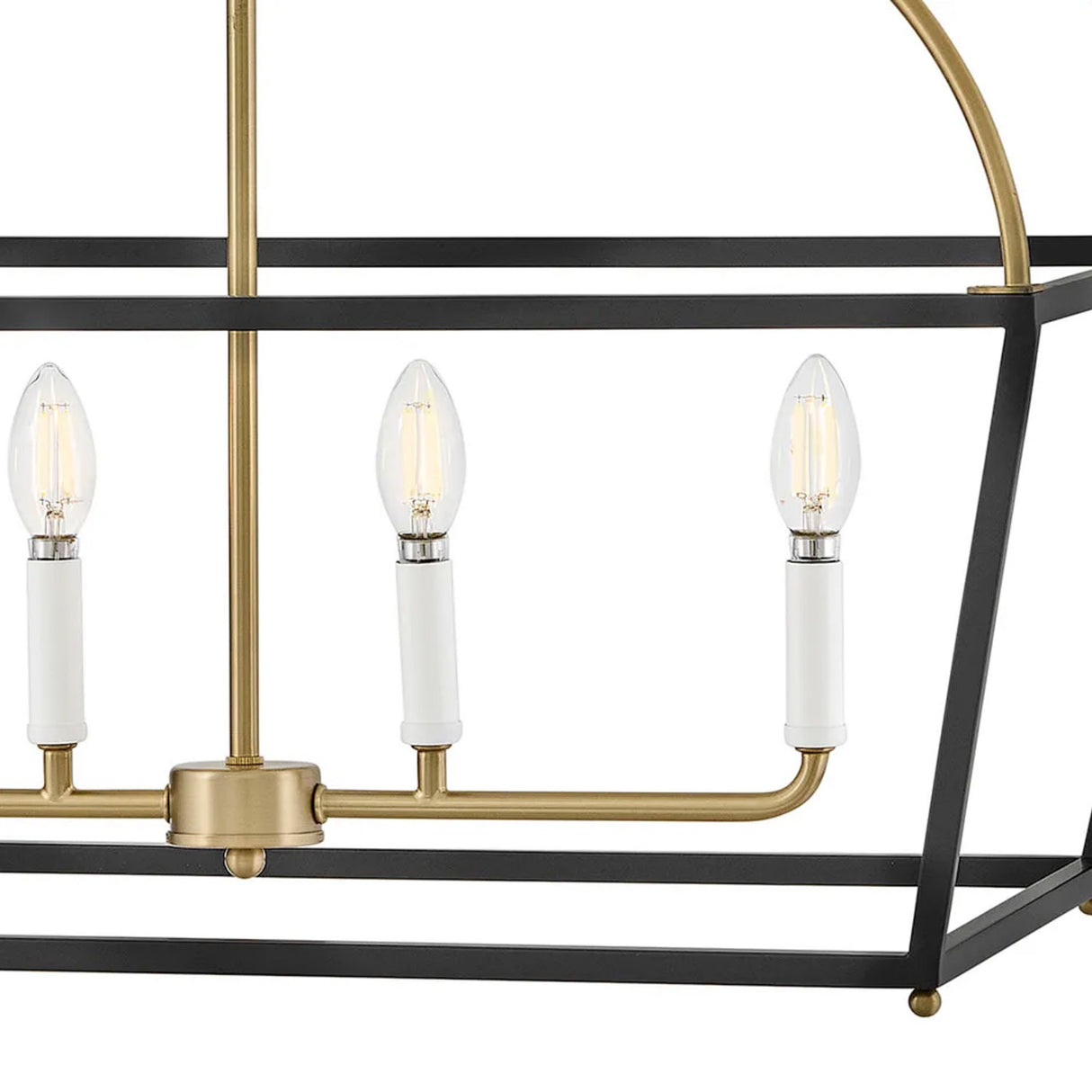 Langford Linear Lantern Pendant 40", Black and Satin Brass