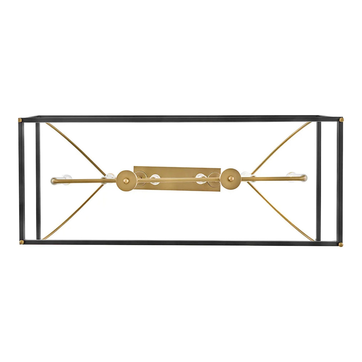 Langford Linear Lantern Pendant 40", Black and Satin Brass